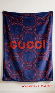 Vintage Blue & Red GG Monogram Flannel Blanket throw blanket IMG_2650
